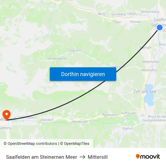 Saalfelden am Steinernen Meer to Mittersill map