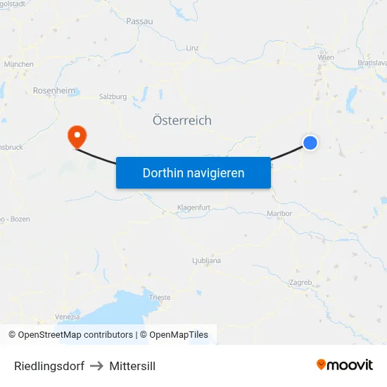 Riedlingsdorf to Mittersill map