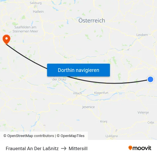 Frauental An Der Laßnitz to Mittersill map