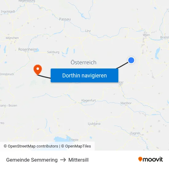 Gemeinde Semmering to Mittersill map