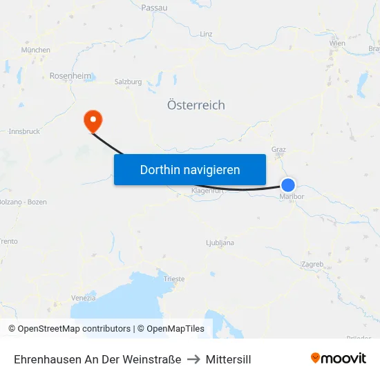 Ehrenhausen An Der Weinstraße to Mittersill map