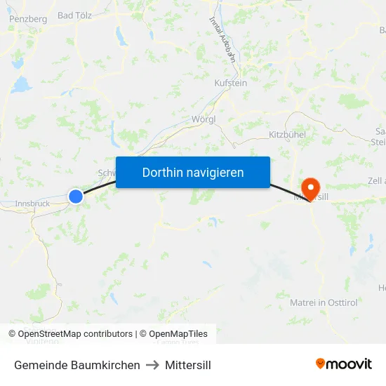 Gemeinde Baumkirchen to Mittersill map