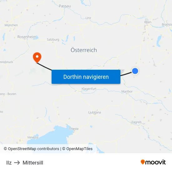 Ilz to Mittersill map