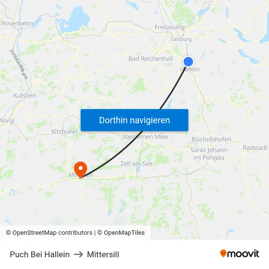 Puch Bei Hallein to Mittersill map