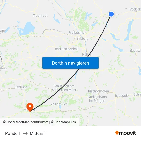 Pöndorf to Mittersill map