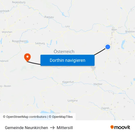 Gemeinde Neunkirchen to Mittersill map