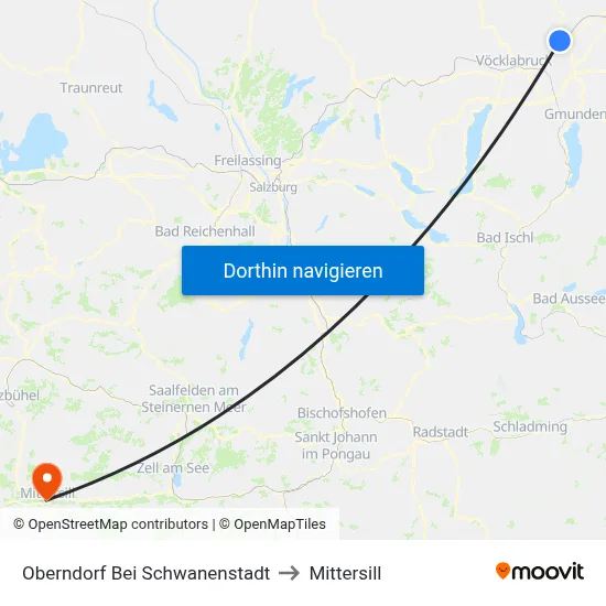 Oberndorf Bei Schwanenstadt to Mittersill map
