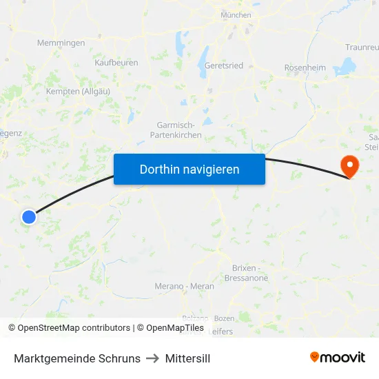 Marktgemeinde Schruns to Mittersill map