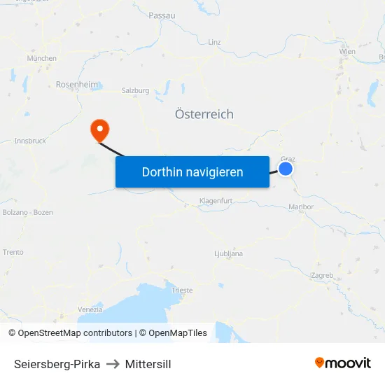 Seiersberg-Pirka to Mittersill map