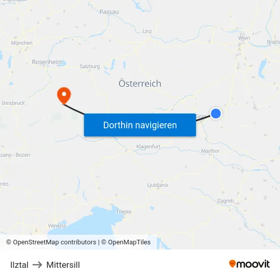 Ilztal to Mittersill map