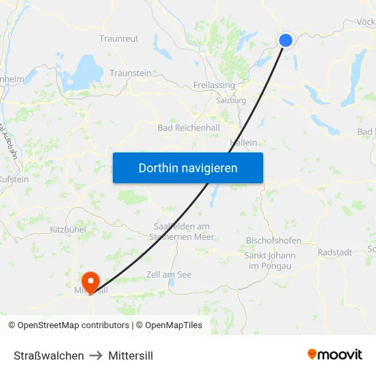Straßwalchen to Mittersill map