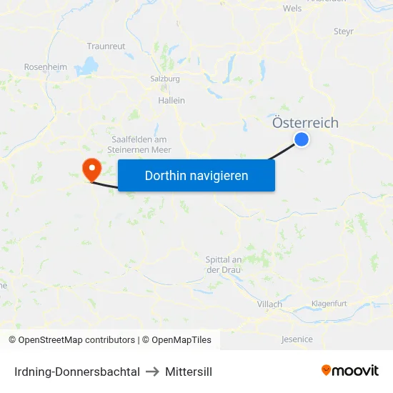 Irdning-Donnersbachtal to Mittersill map