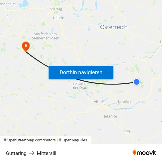 Guttaring to Mittersill map