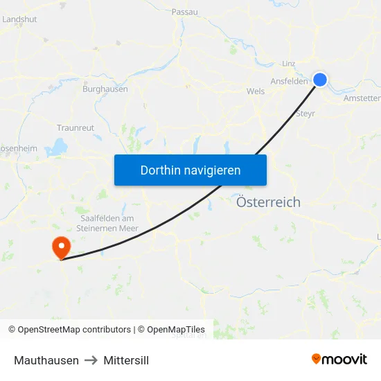 Mauthausen to Mittersill map