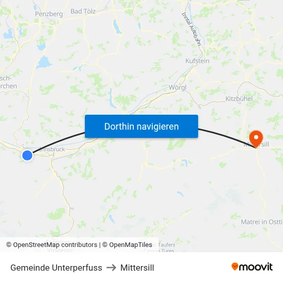 Gemeinde Unterperfuss to Mittersill map