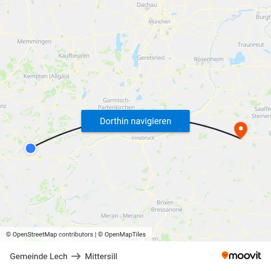 Gemeinde Lech to Mittersill map