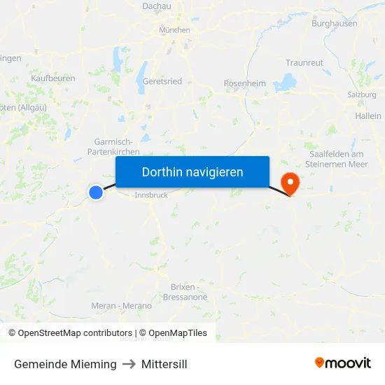 Gemeinde Mieming to Mittersill map