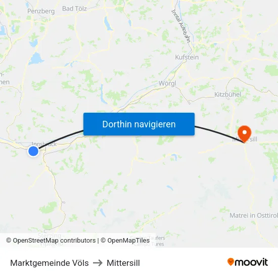Marktgemeinde Völs to Mittersill map