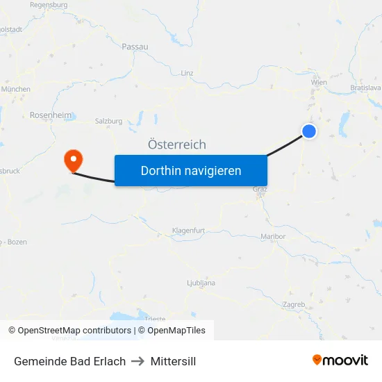 Gemeinde Bad Erlach to Mittersill map
