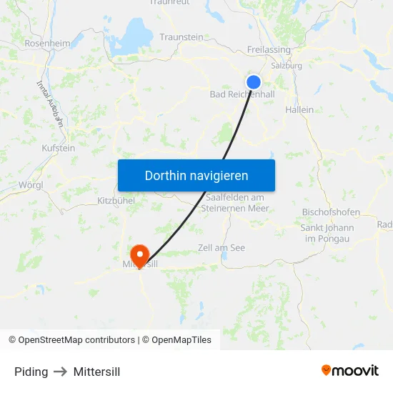 Piding to Mittersill map