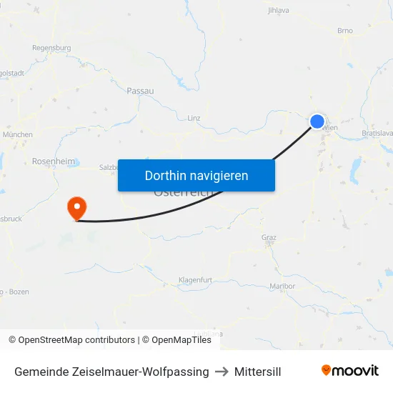 Gemeinde Zeiselmauer-Wolfpassing to Mittersill map