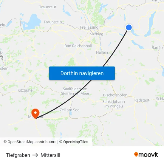 Tiefgraben to Mittersill map