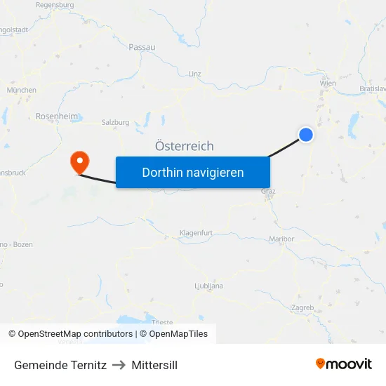 Gemeinde Ternitz to Mittersill map