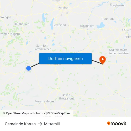 Gemeinde Karres to Mittersill map