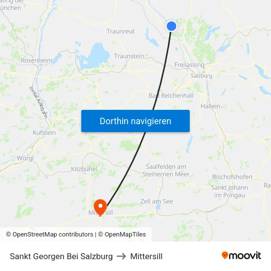 Sankt Georgen Bei Salzburg to Mittersill map