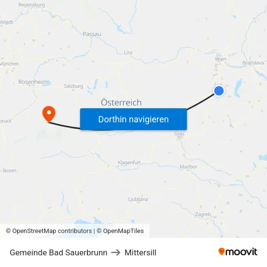 Gemeinde Bad Sauerbrunn to Mittersill map
