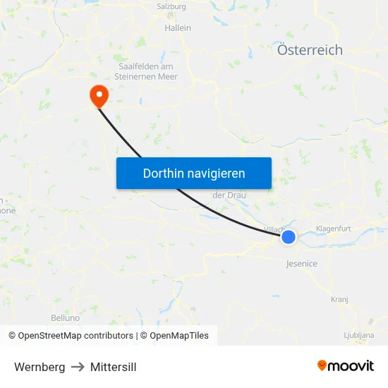 Wernberg to Mittersill map