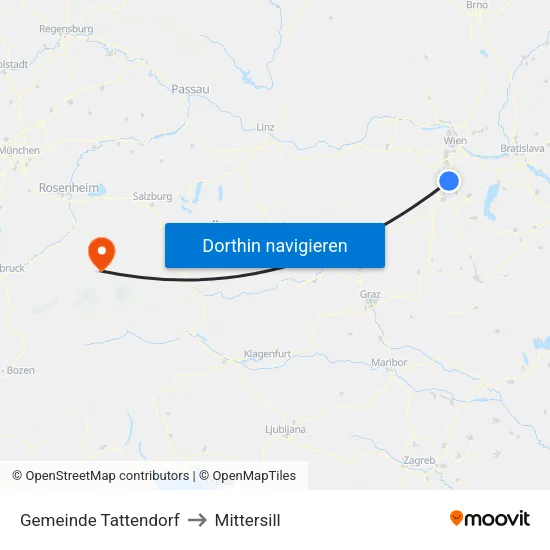 Gemeinde Tattendorf to Mittersill map