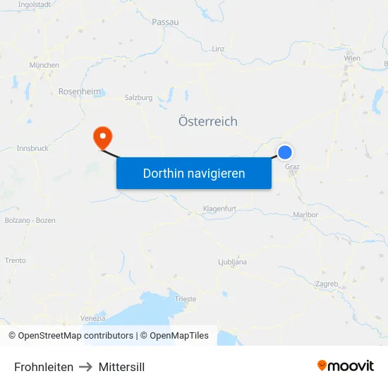 Frohnleiten to Mittersill map