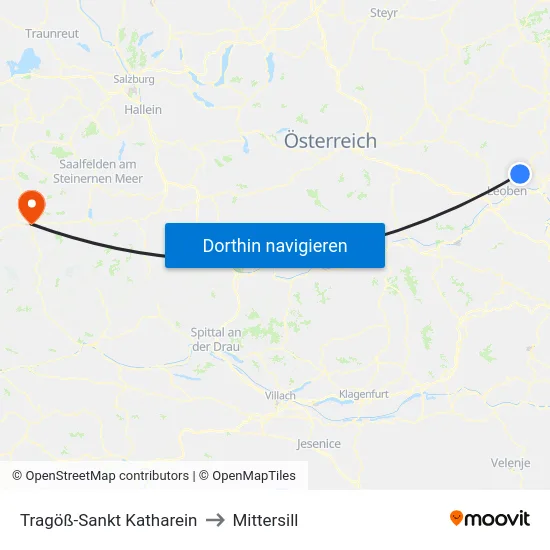 Tragöß-Sankt Katharein to Mittersill map