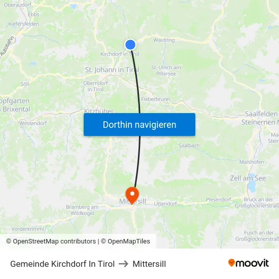 Gemeinde Kirchdorf In Tirol to Mittersill map