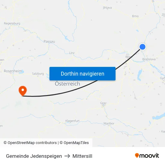 Gemeinde Jedenspeigen to Mittersill map