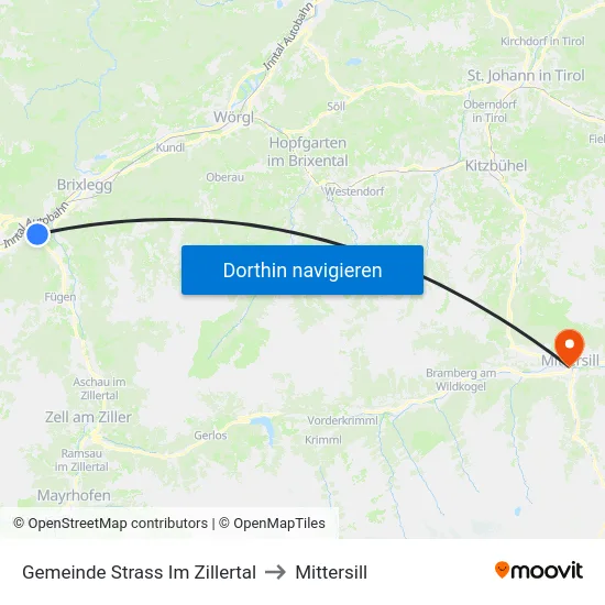 Gemeinde Strass Im Zillertal to Mittersill map