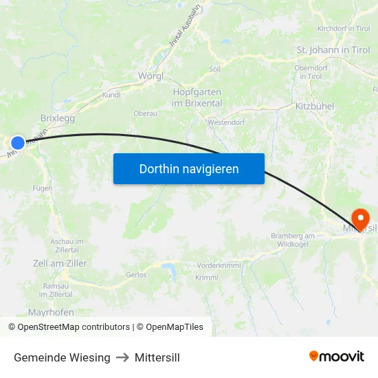 Gemeinde Wiesing to Mittersill map