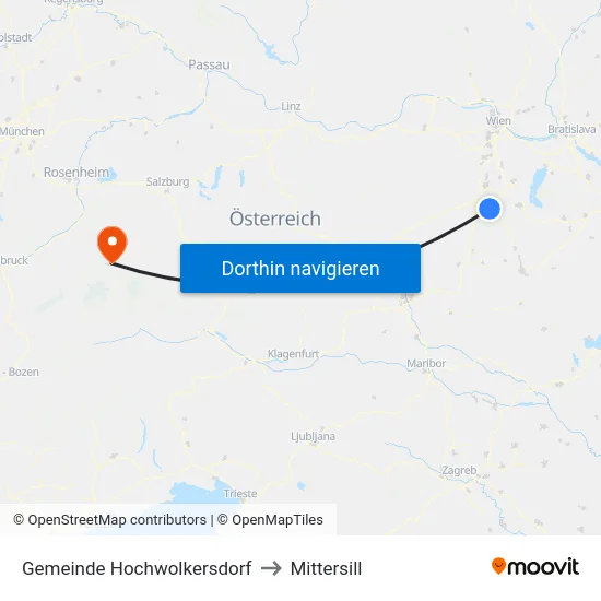 Gemeinde Hochwolkersdorf to Mittersill map