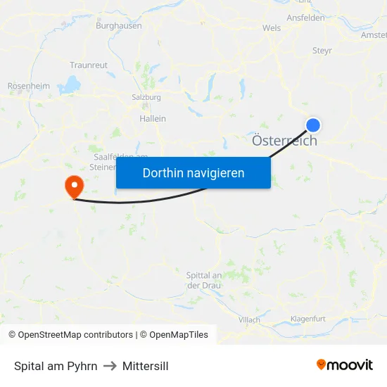Spital am Pyhrn to Mittersill map