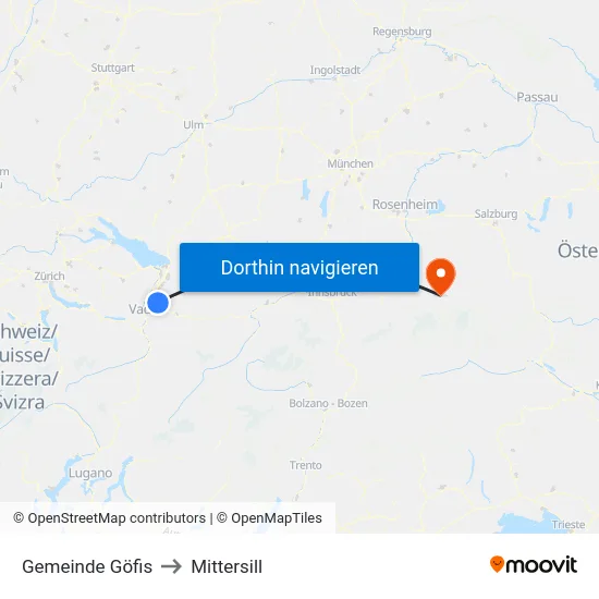 Gemeinde Göfis to Mittersill map