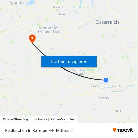 Feldkirchen In Kärnten to Mittersill map