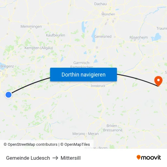Gemeinde Ludesch to Mittersill map