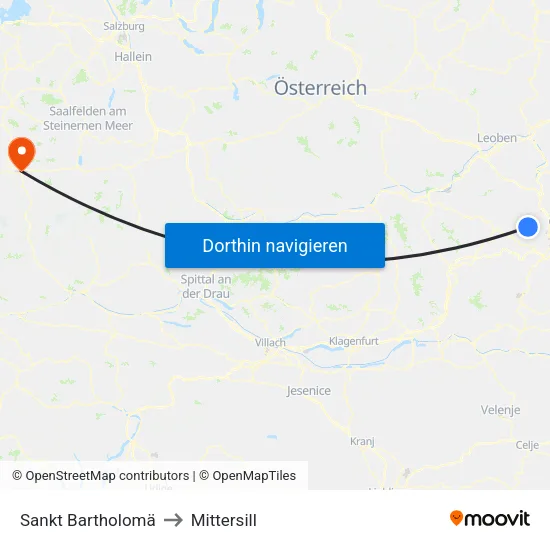 Sankt Bartholomä to Mittersill map