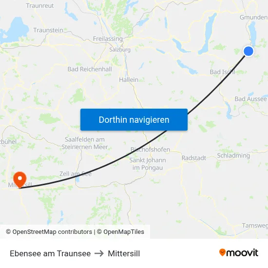 Ebensee am Traunsee to Mittersill map