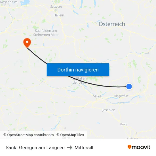 Sankt Georgen am Längsee to Mittersill map