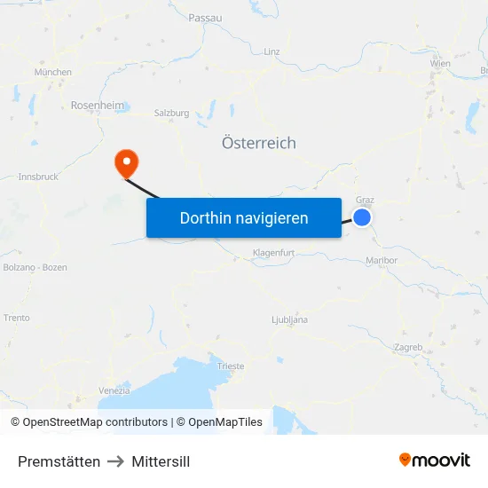Premstätten to Mittersill map