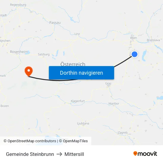Gemeinde Steinbrunn to Mittersill map