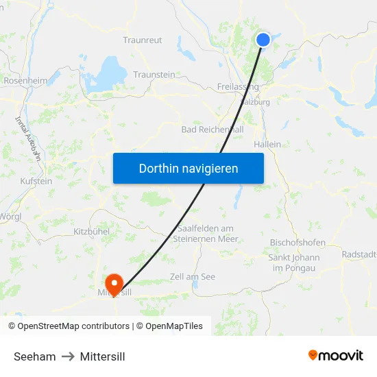 Seeham to Mittersill map