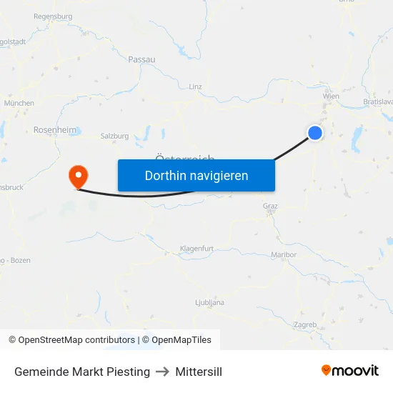 Gemeinde Markt Piesting to Mittersill map